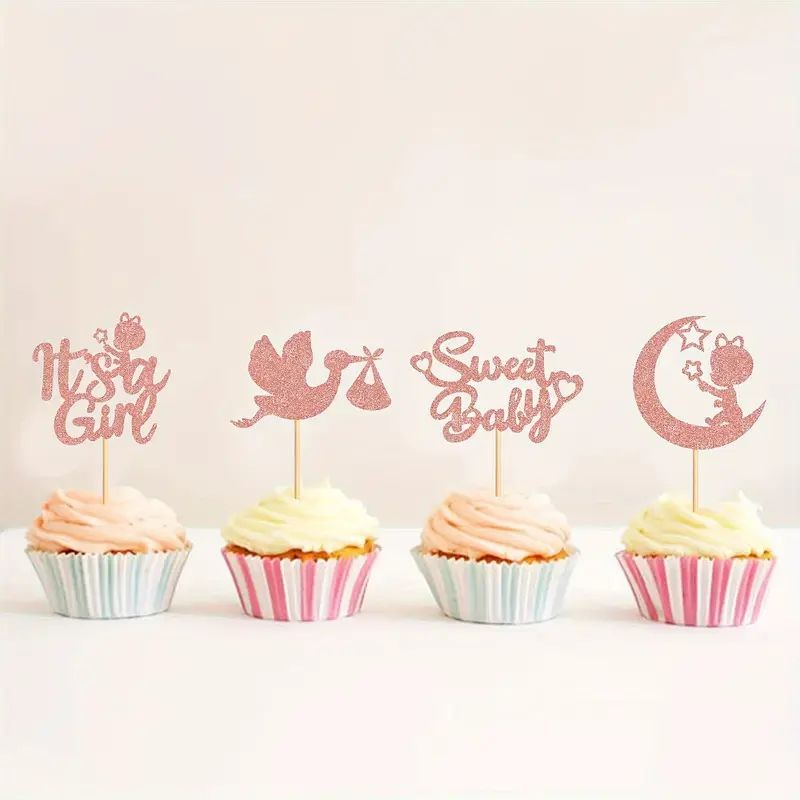 cupcake-topper-baby-shower-girl-rose-gold-12pc