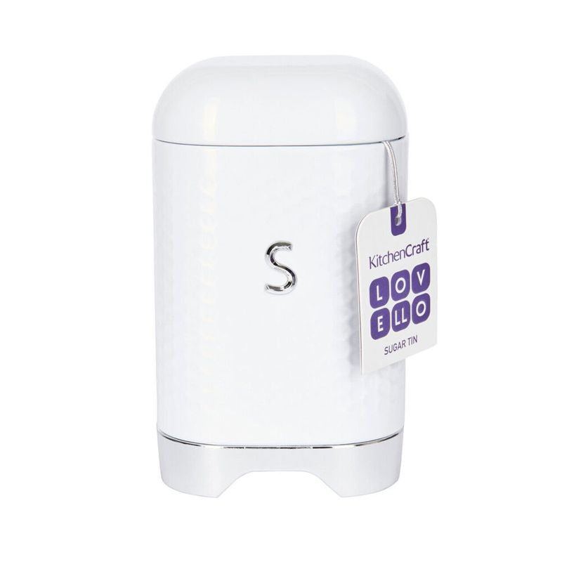 kitchencraft-lovello-retro-sugar-cannister-textured-white-stainless-steel