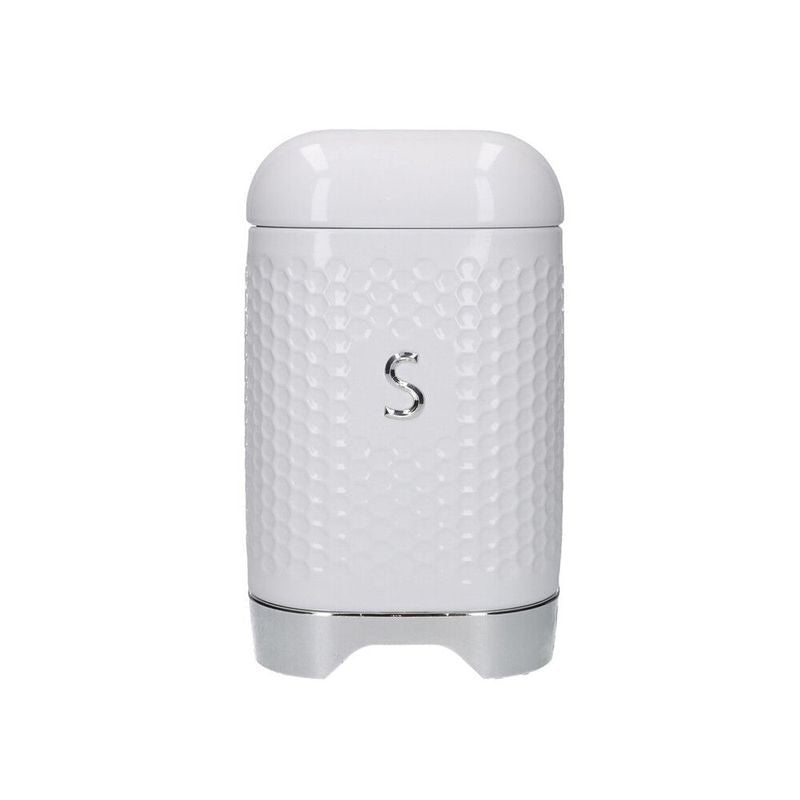 kitchencraft-lovello-retro-sugar-cannister-textured-white-stainless-steel