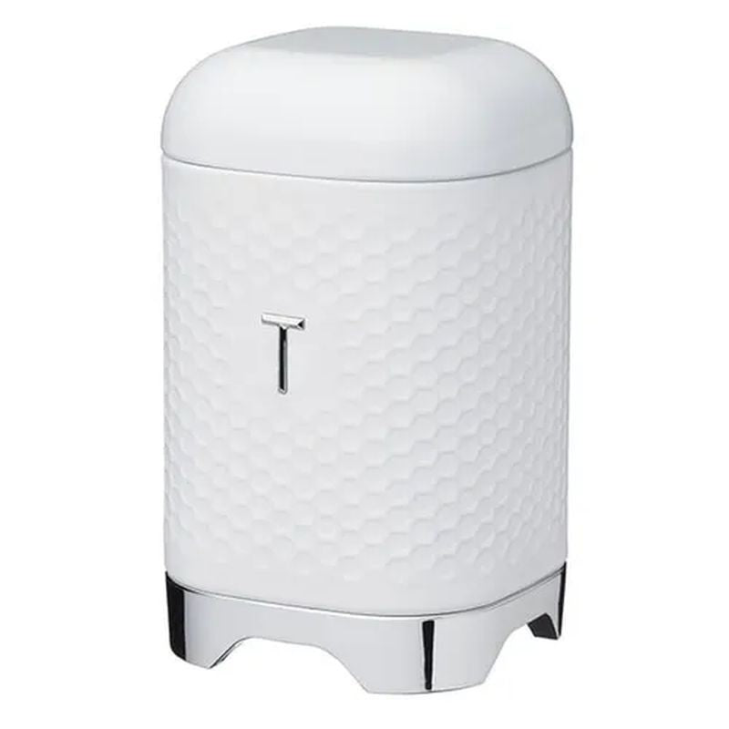 kitchencraft-lovello-retro-tea-cannister-textured-white-stainless-steel