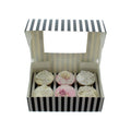 6 Hole Black & White Striped Cupcake Box with PVC Window