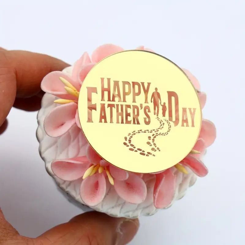 acrylic-topper-round-fathers-day-footsteps-gold-1pc