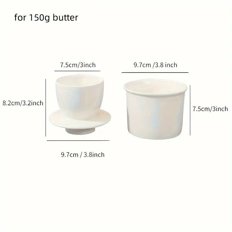 Ceramic Butter Bell Crock with Lid- Ribbed Orange