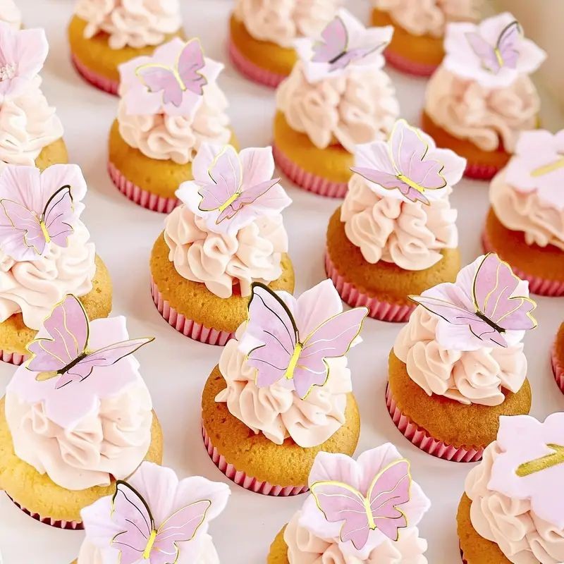 Cake Topper Butterflies Pink and Purple 40pcs