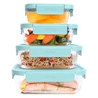 Bentgo Rectangle Glass Food Storage Set - Soft Aqua - 8 pieces