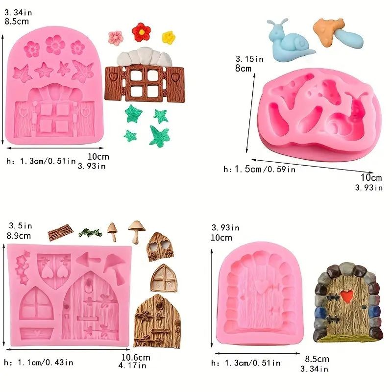 silicone-mould-fairy-house-4-pc-set