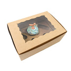 6 cupcakes x 12 Pack Brown Cupcake Box with PVC Window Bake Group