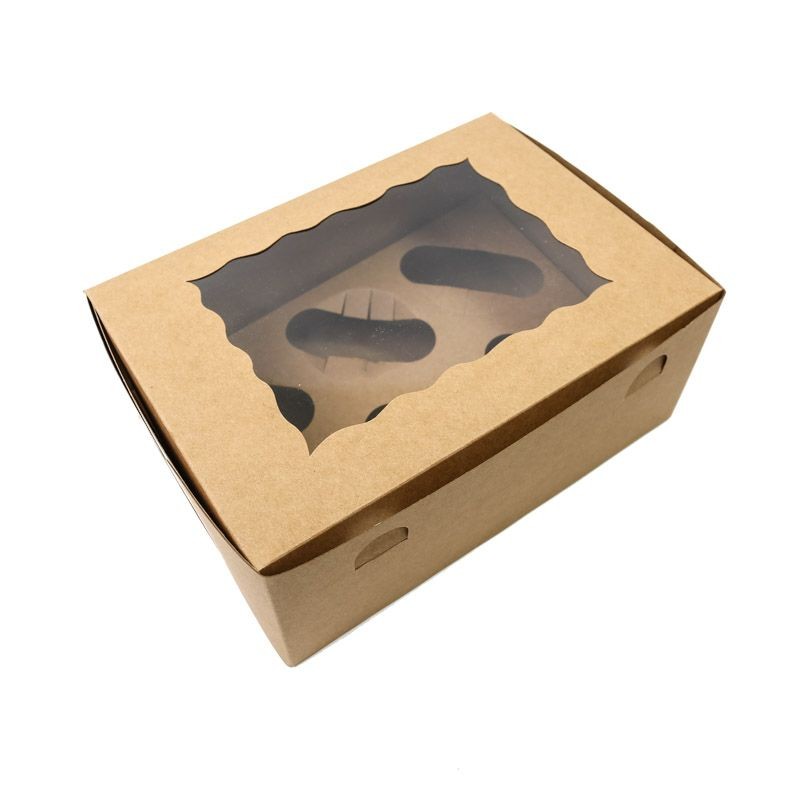 6 cupcakes x 12 Pack Brown Cupcake Box with PVC Window Bake Group