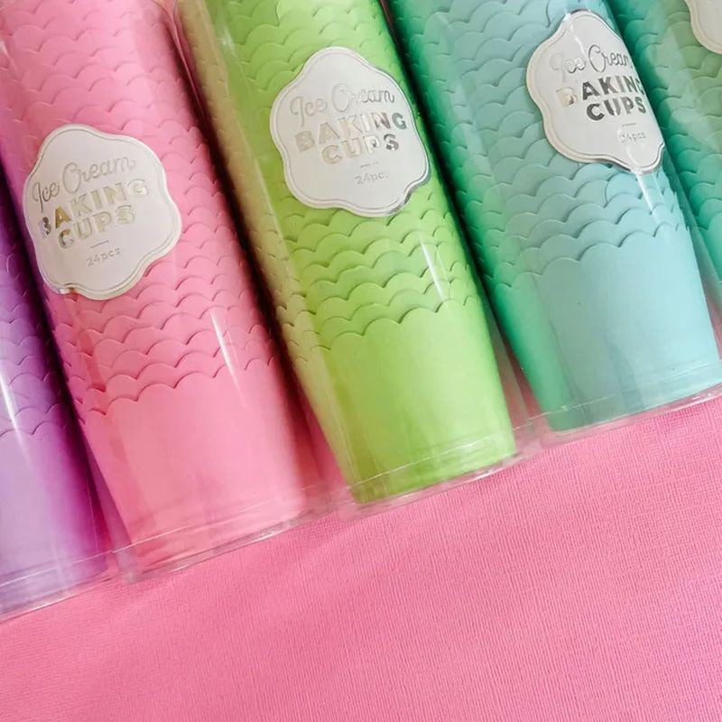 Cake Craft Ice Cream Baking Cups - Pastel Green - 24 pack
