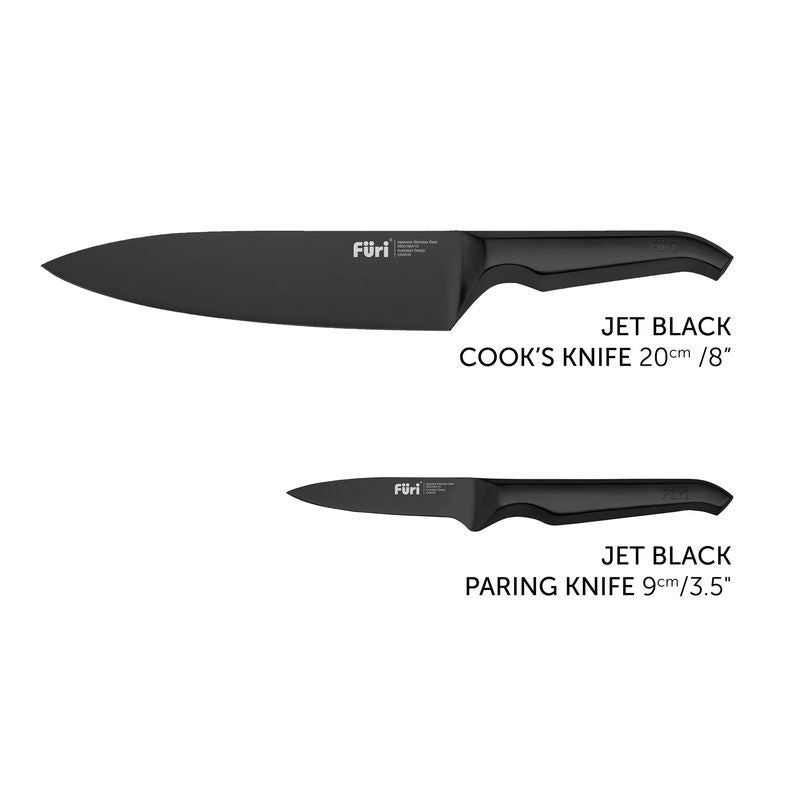 Furi Jet Black Knife Set -  Cooks & Pairing Knives - 2 Piece