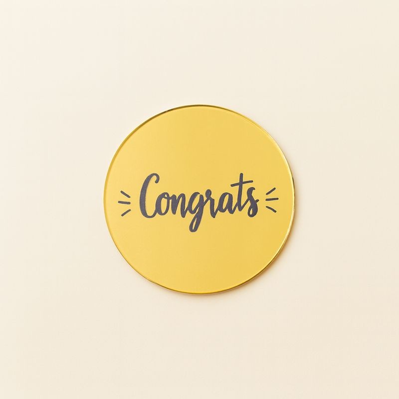 Acrylic Cake Topper â€“ Gold Congrats - 1 Piece