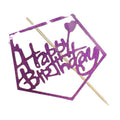 Cake Topper - Happy Birthday - Purple Glitter