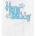 Cake Topper - Happy Birthday - Blue & Silver