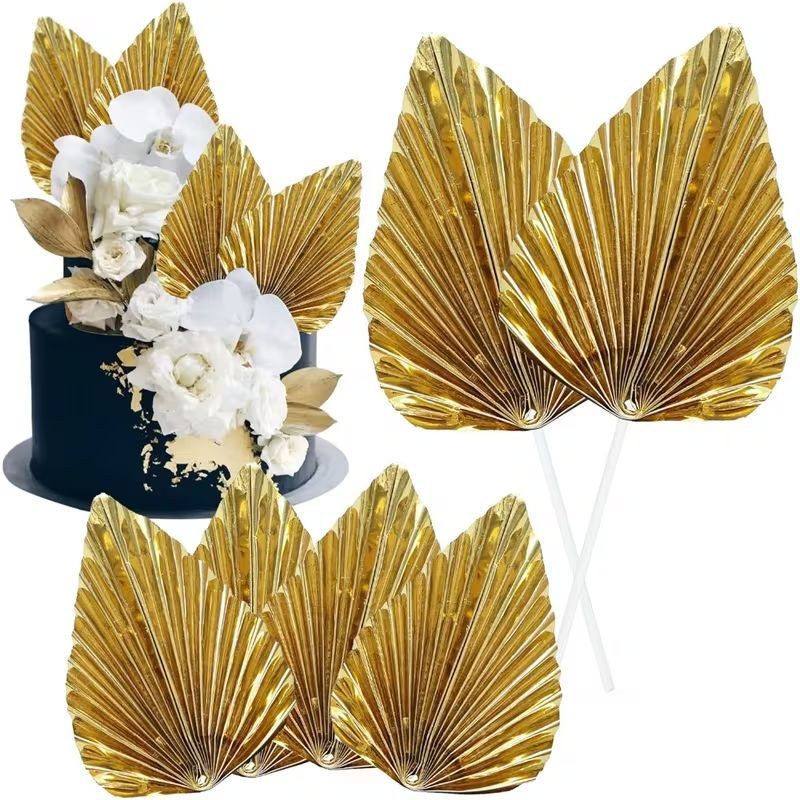 gold-fan-palm-leaf-cake-topper-22cm-single