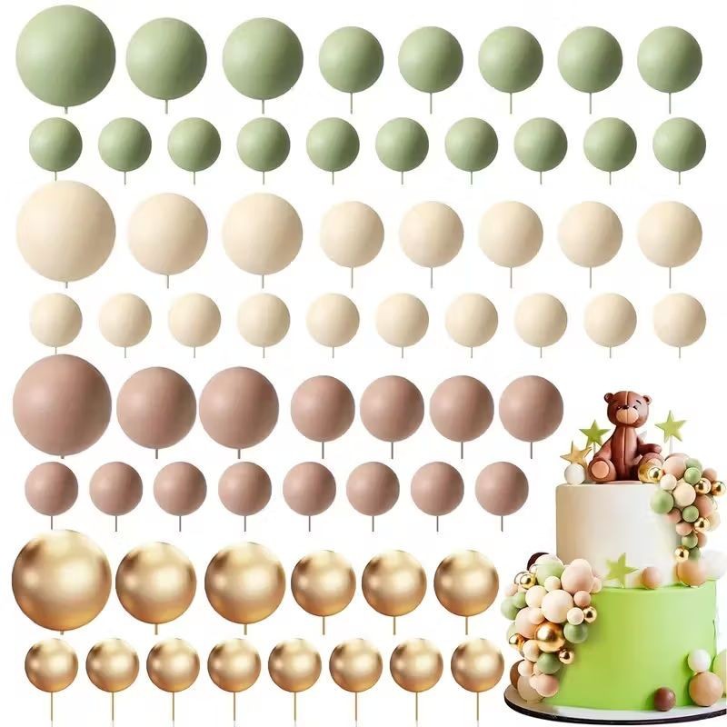 Cake Topper Balls 24pc Sage & Nude Tones