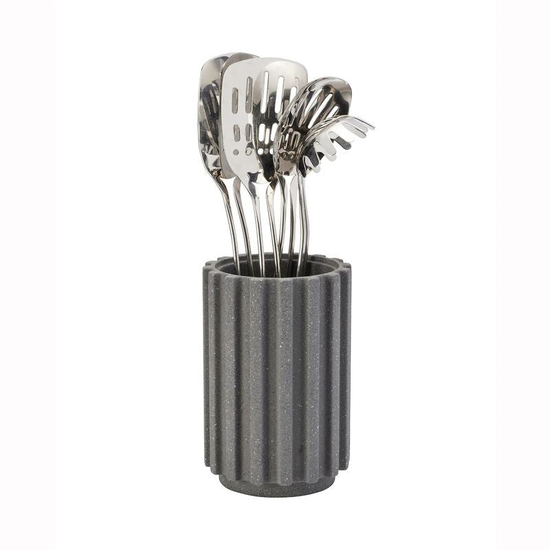 furi-pro-radial-stone-utensil-holder-flint-terrazzo-11-x-19-5cm