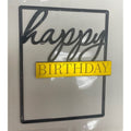 Cake Topper Happy Birthday Acrylic Rectangle Black/Gold