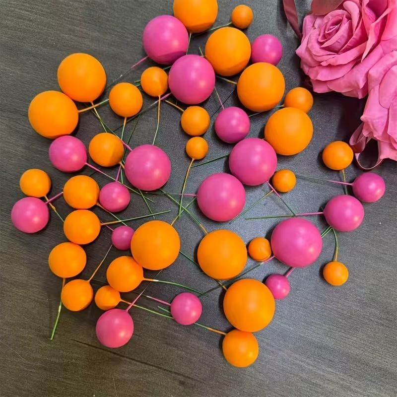 Cake Topper Ball Set – Pink & Orange 14-Piece