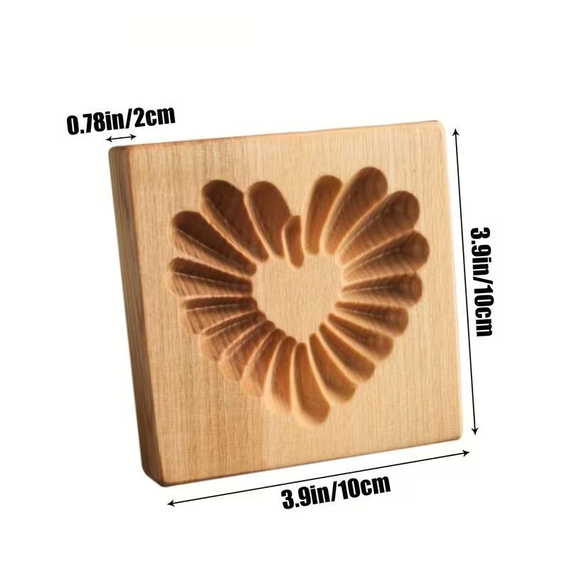 Wooden Heart Cookie Press – 10cm