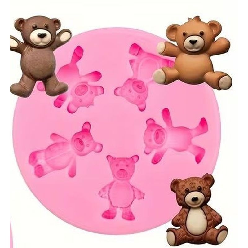 Teddy Bear Silicone Mould – 5 Cavity