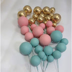 Cake Topper Ball Set – Gold Blue and Pink 21 piece
