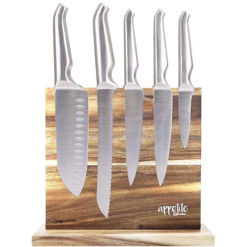 Appetito Magnetic Knife Stand Double Sided Acacia Block