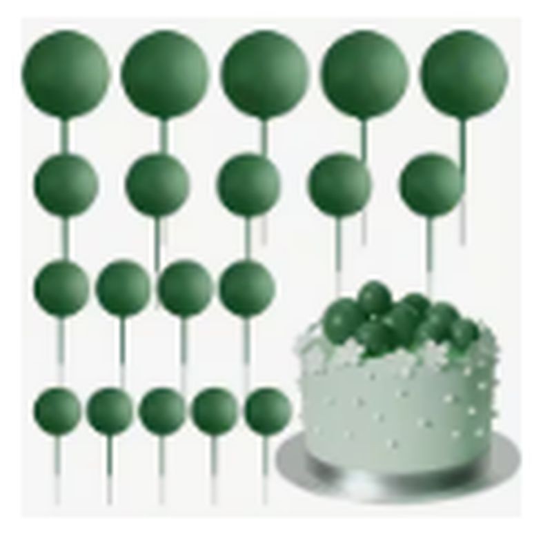 Cake Topper Ball Set Assorted sizes Dark Green 20pcs