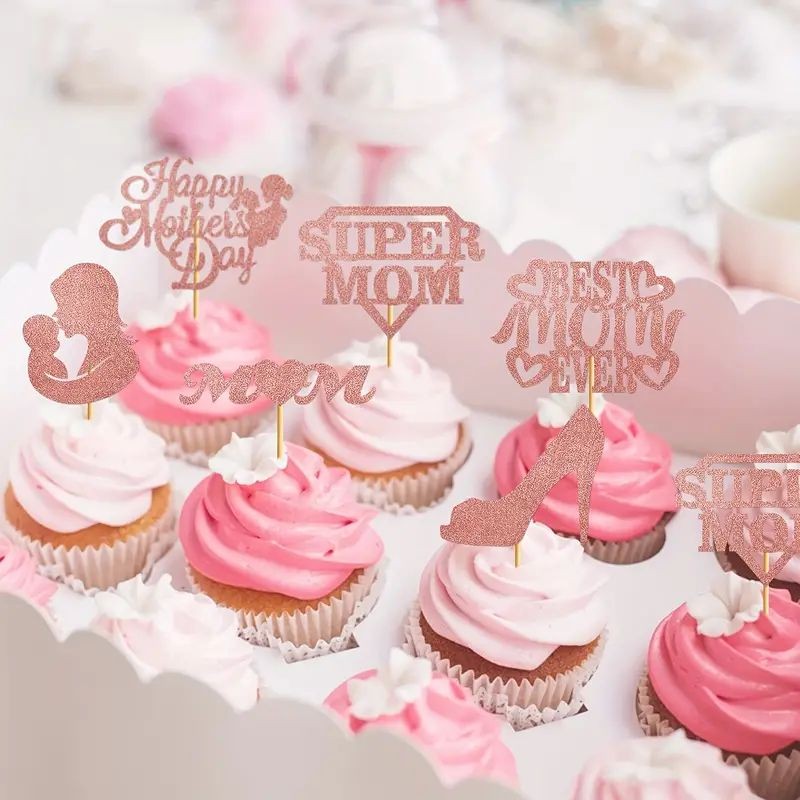 cupcake-toppers-mothers-day-pink-glitter-12pc