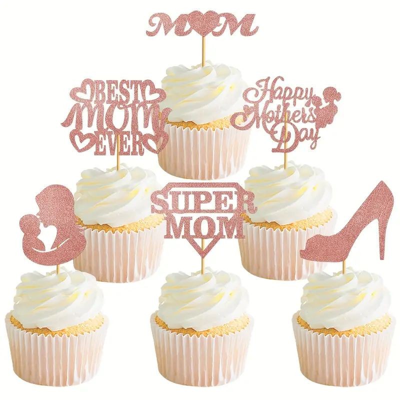 cupcake-toppers-mothers-day-pink-glitter-12pc