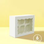 6 Hole White Cupcake Box with PVC Window