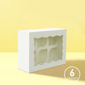 6 Hole White Cupcake Box with PVC Window