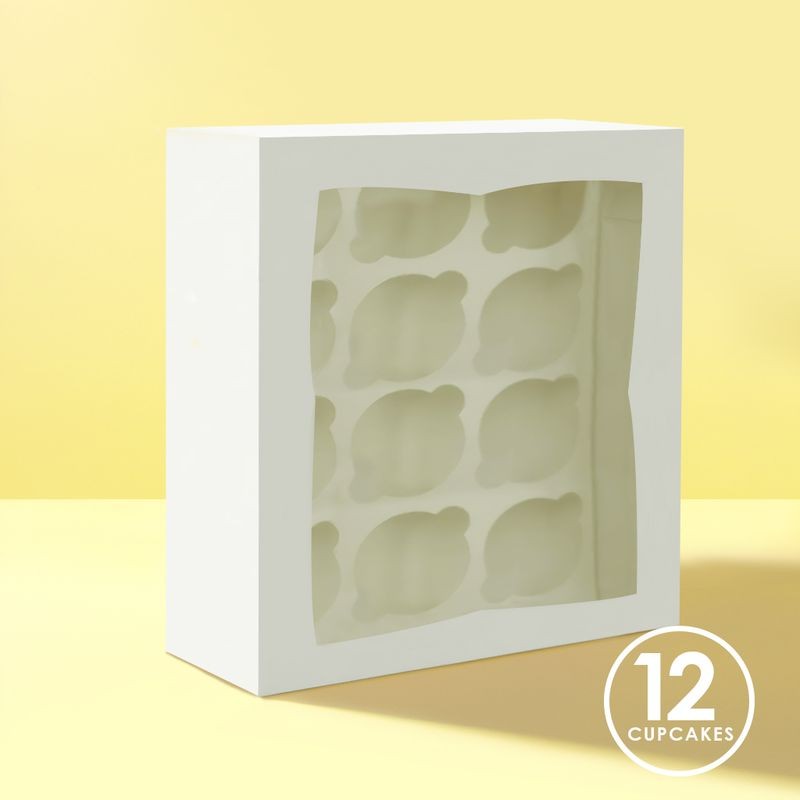 12 Hole White Cupcake Box with PVC Window