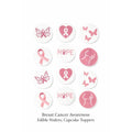Cupcake Toppers - Edible Wafer Top - Breast Cancer 12pk