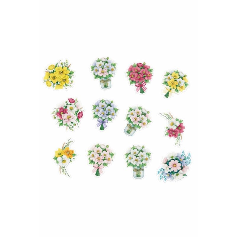 Cupcake Toppers - Edible Wafer Top - Flower Bouquet 12pk