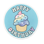 Cupcake Toppers - Edible Wafer Top - Happy Birthday Script Multicoloured 12pk