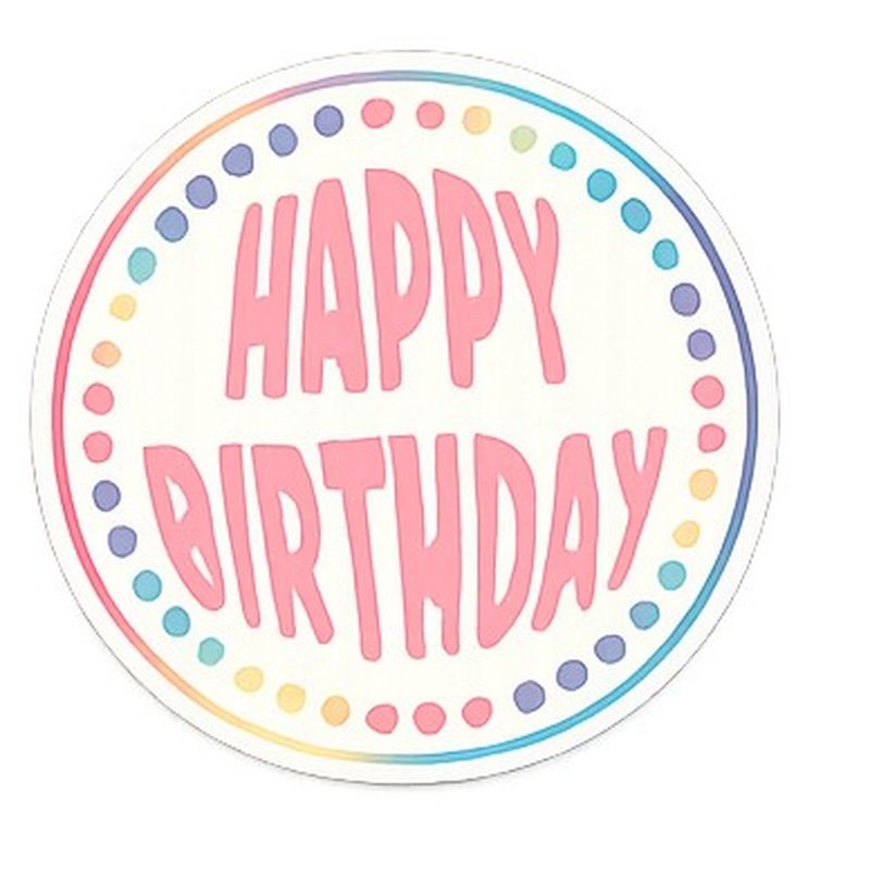 Cupcake Toppers - Edible Wafer Top - Happy Birthday Script Multicoloured 12pk