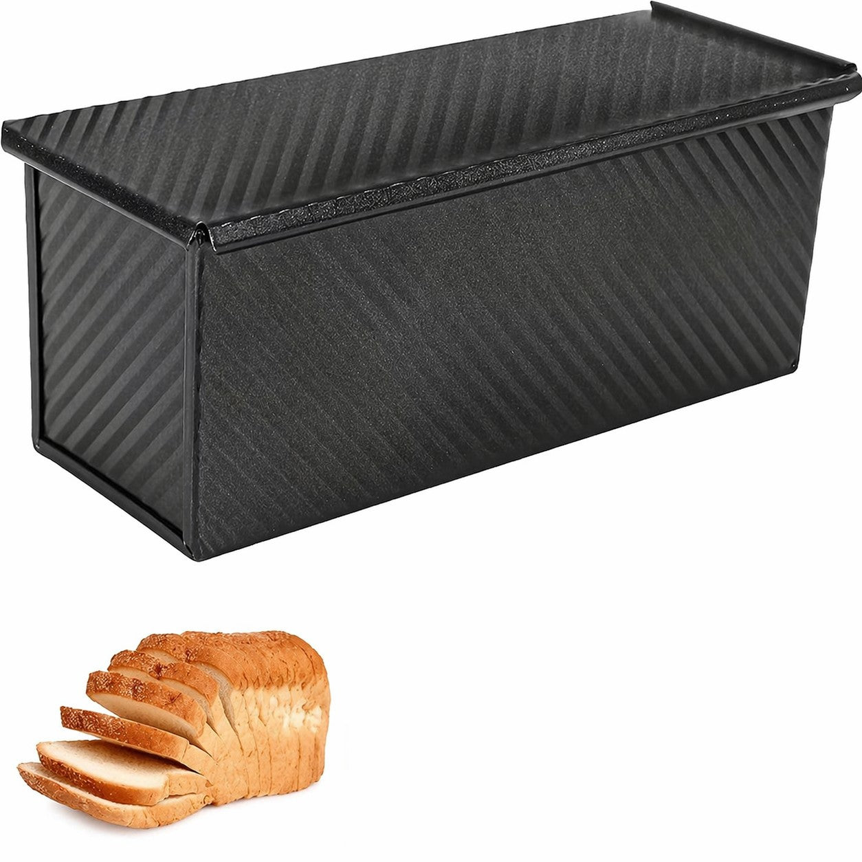 Non Stick Bread Loaf Tin with Lid 32x12.5x11cm Black