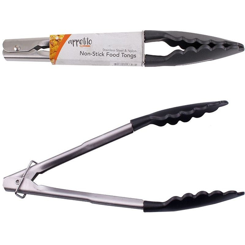appetito-tongs-24cm-stainless-steel-nylon-black