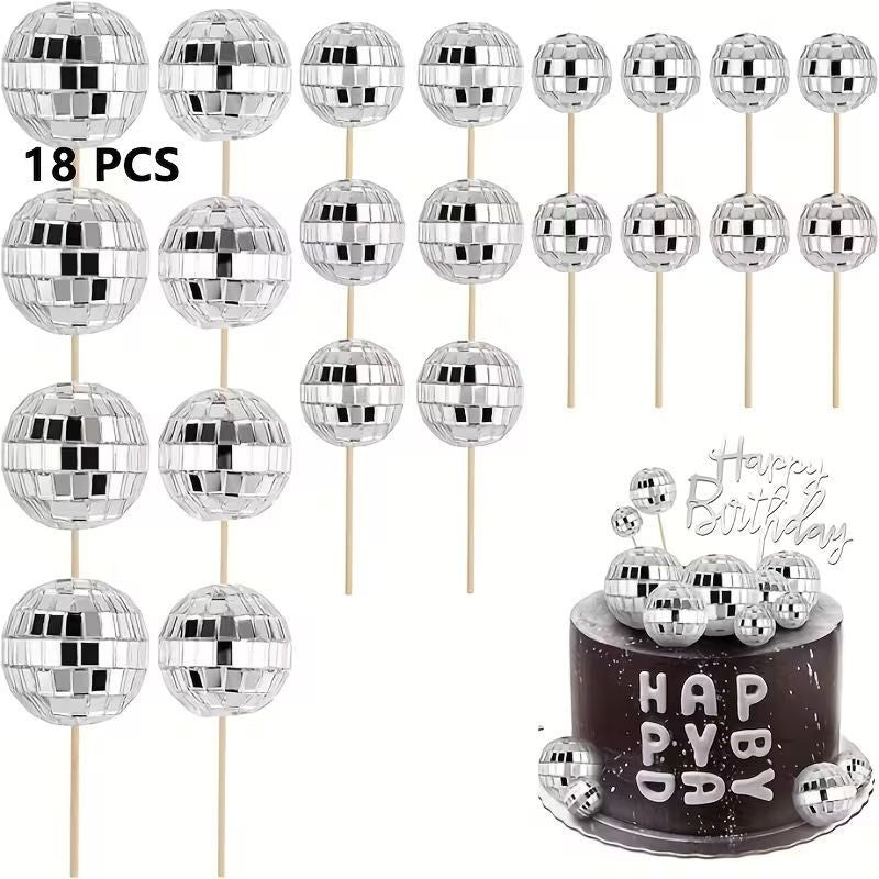 Cake Topper Mirror Ball 18pc Set
