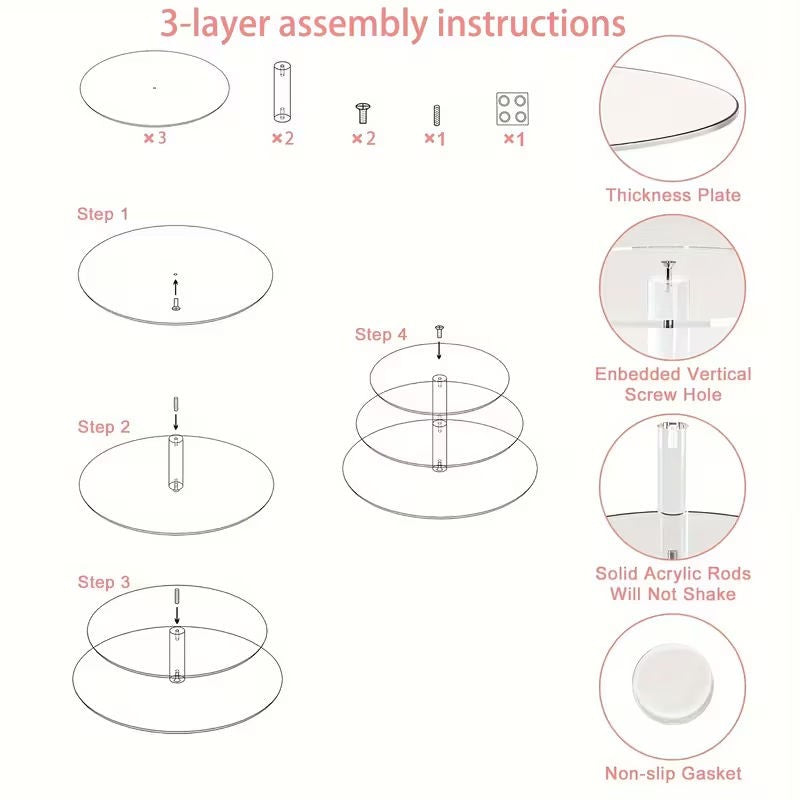 3 Tier Acrylic Cake Stand
