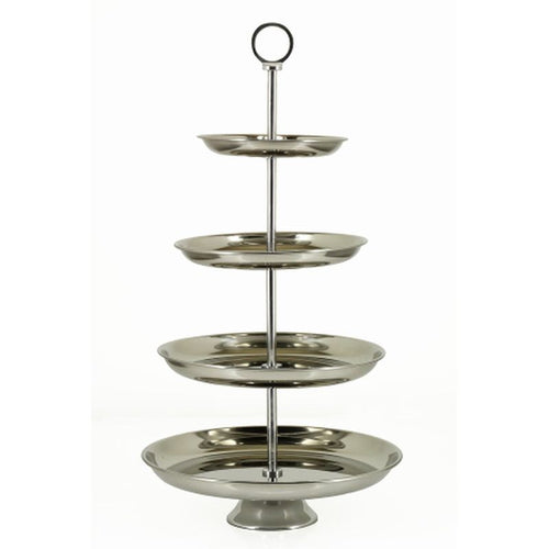 4 Tier Cup Cake Stand Silver 30x70cm