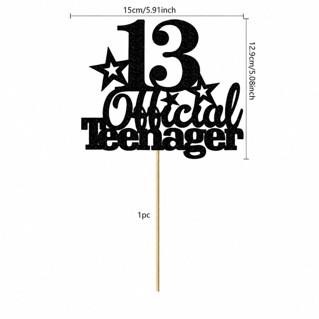 official-teenager-cake-topper-black-glitter-with-star