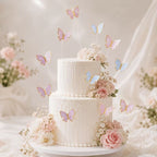 Cake Topper Butterflies Blue Pink Purple 50pcs Set