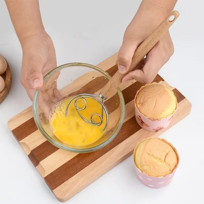 Danish Dough Whisk Wooden Handle 26.5cm