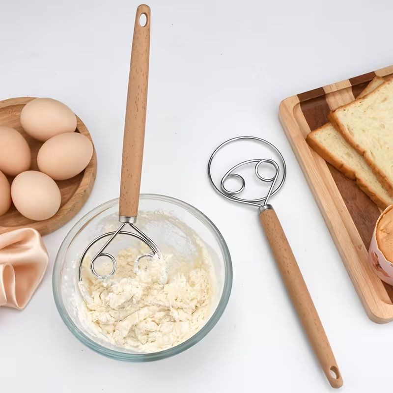 Danish Dough Whisk Wooden Handle 26.5cm