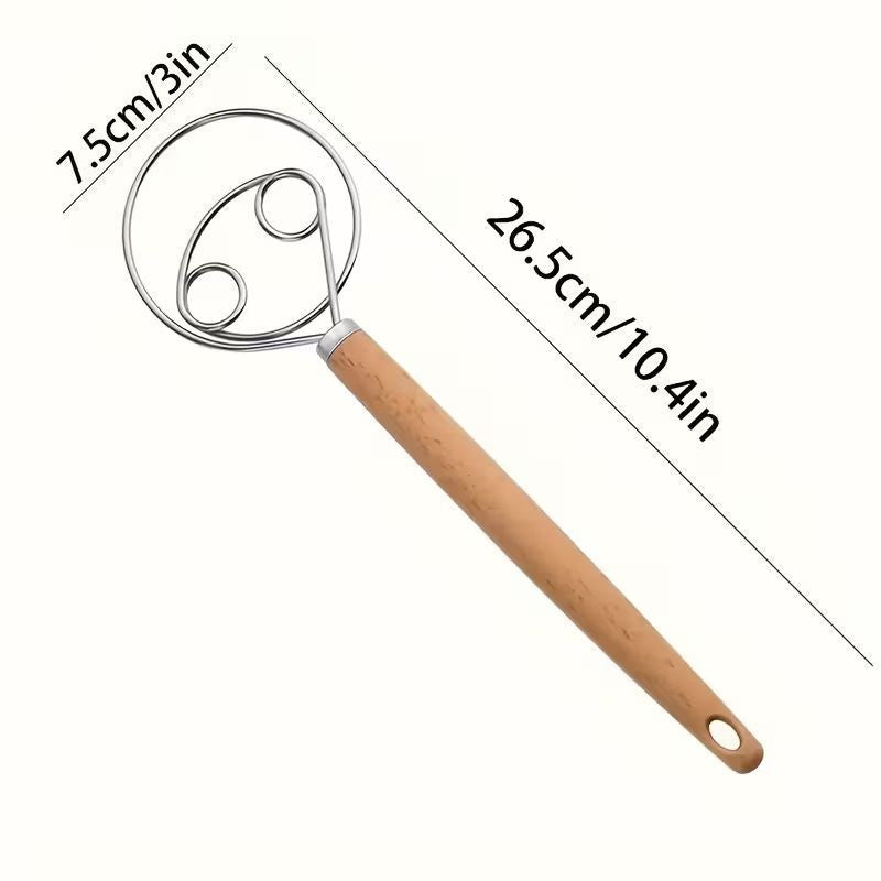 Danish Dough Whisk Wooden Handle 26.5cm