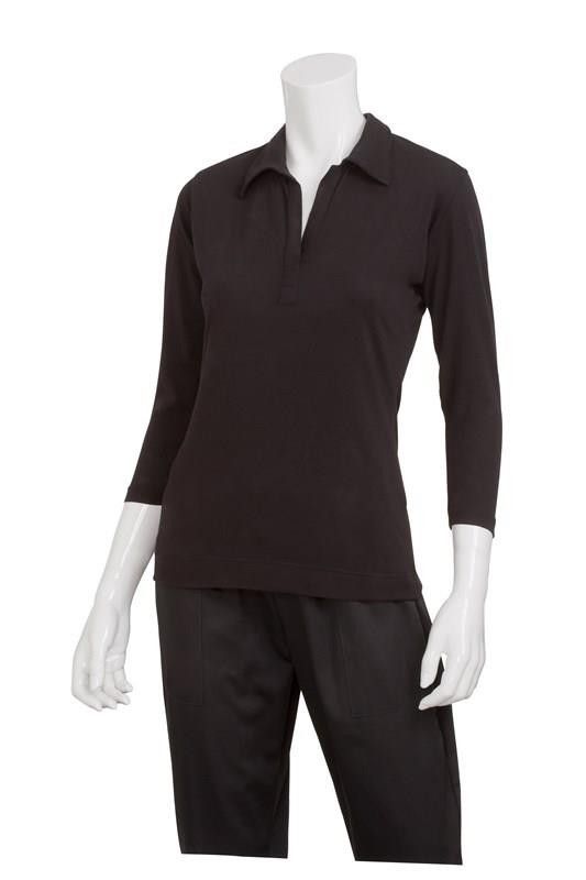 Chef Works Definity Womens Black Knit Polo Shirt TSWO-BLK