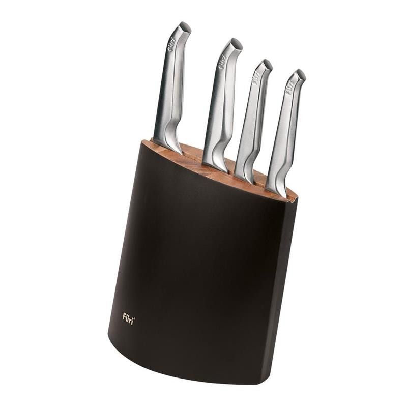 Furi 5pc Black Angular Knife Block