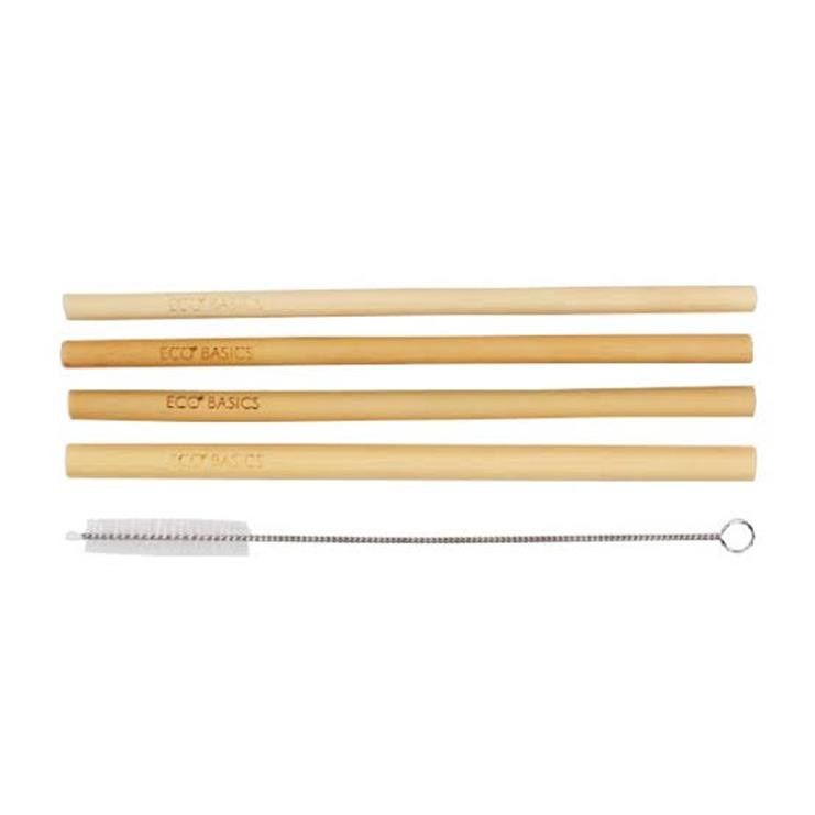 WM Eco Basics Bamboo Straws/Brush 4pk