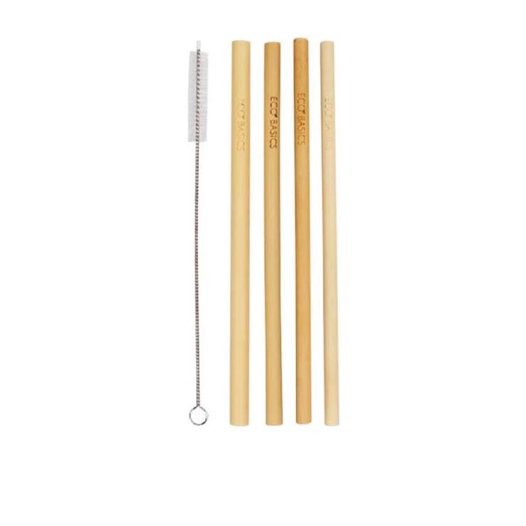 WM Eco Basics Bamboo Straws/Brush 4pk